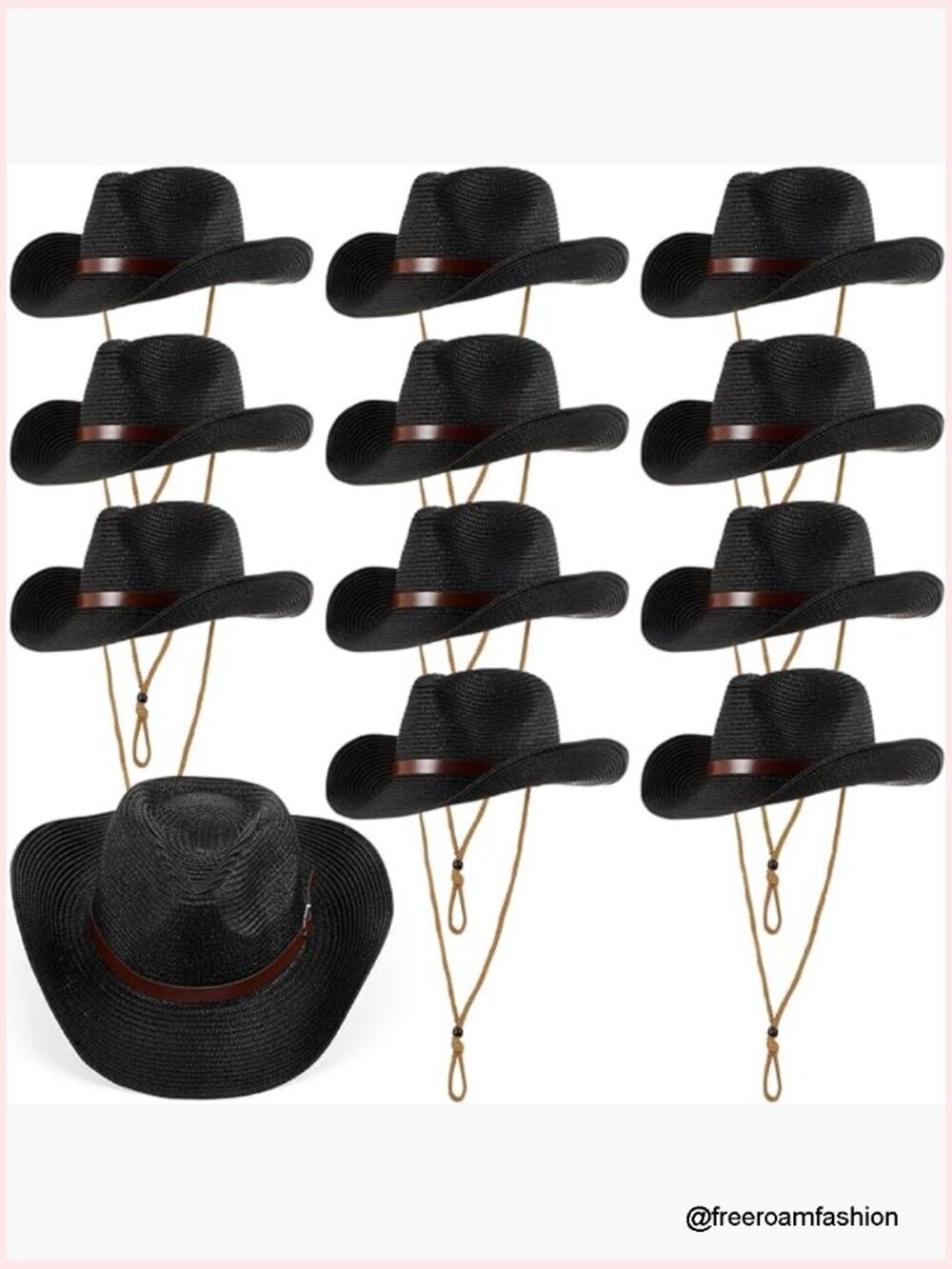 12 Pack Straw Cowboy Hats Wide Brim Sun Beach Cowgirl Caps for Adults Bulk